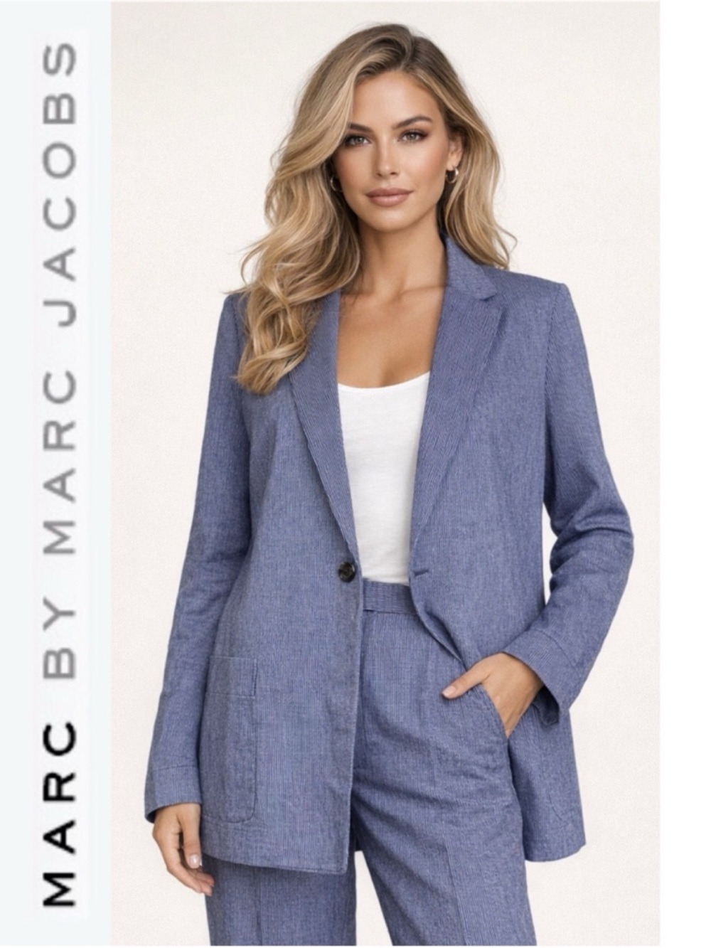 Marc Jacobs summer blazer indigo & white pinstripe NEW with tags XL